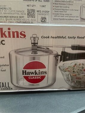 Hawkins Stainless Steel Pressure Cooker with Red Logo